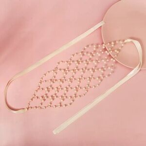 Pearl Beaded Waist Chain Belt - Cream